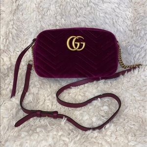 Velvet Matelasse Small GG Marmont Fuchsia